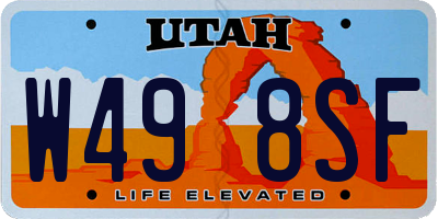 UT license plate W498SF
