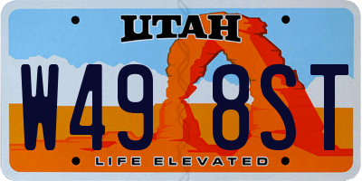 UT license plate W498ST