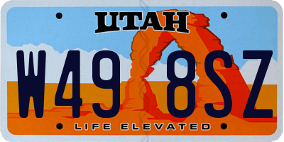 UT license plate W498SZ