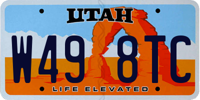 UT license plate W498TC