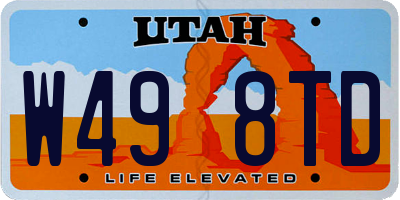 UT license plate W498TD