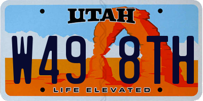 UT license plate W498TH
