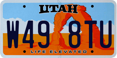 UT license plate W498TU