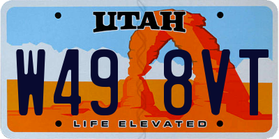 UT license plate W498VT