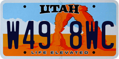 UT license plate W498WC