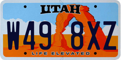 UT license plate W498XZ