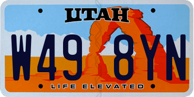 UT license plate W498YN