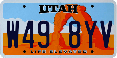 UT license plate W498YV