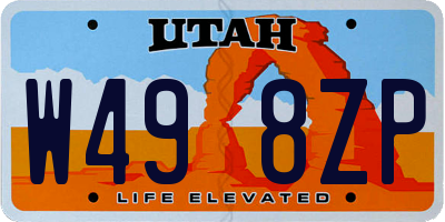 UT license plate W498ZP