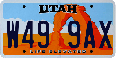 UT license plate W499AX