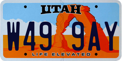 UT license plate W499AY