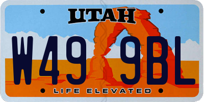 UT license plate W499BL