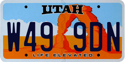 UT license plate W499DN