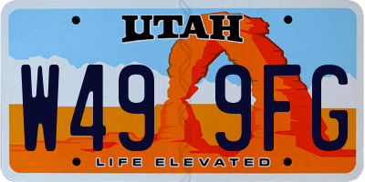 UT license plate W499FG