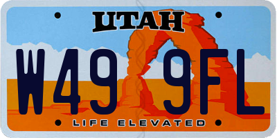 UT license plate W499FL