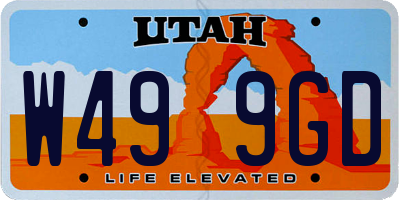 UT license plate W499GD