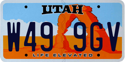 UT license plate W499GV