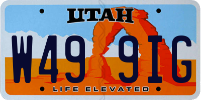 UT license plate W499IG