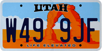 UT license plate W499JF