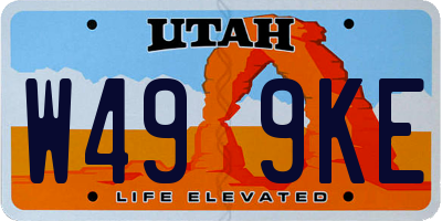 UT license plate W499KE