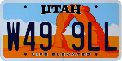 UT license plate W499LL
