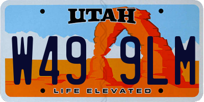 UT license plate W499LM
