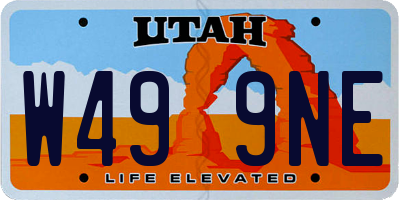 UT license plate W499NE