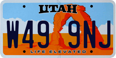 UT license plate W499NJ
