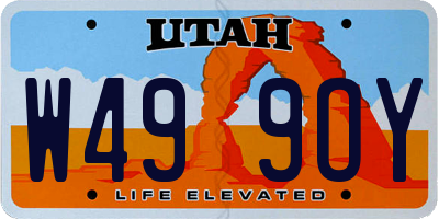 UT license plate W499OY