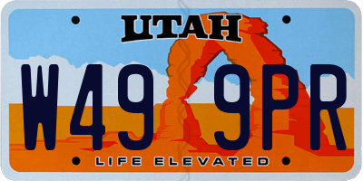 UT license plate W499PR