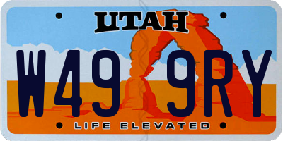 UT license plate W499RY