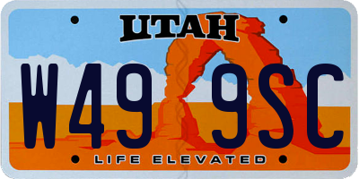 UT license plate W499SC