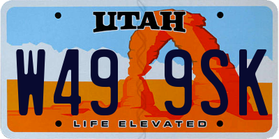 UT license plate W499SK