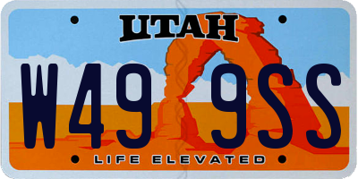 UT license plate W499SS