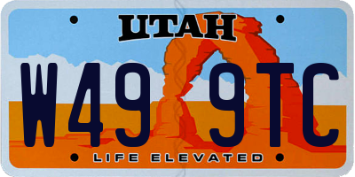 UT license plate W499TC