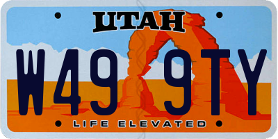UT license plate W499TY