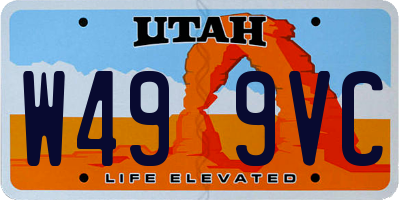 UT license plate W499VC