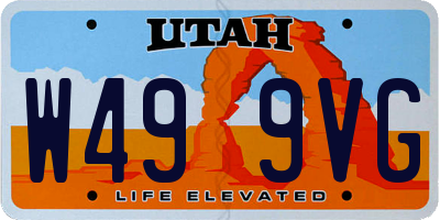 UT license plate W499VG