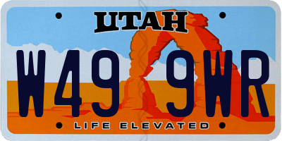 UT license plate W499WR