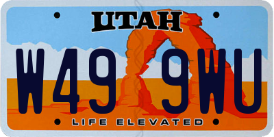UT license plate W499WU