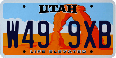 UT license plate W499XB