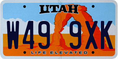 UT license plate W499XK