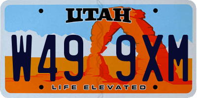UT license plate W499XM