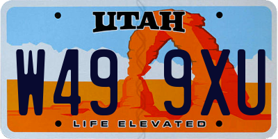 UT license plate W499XU