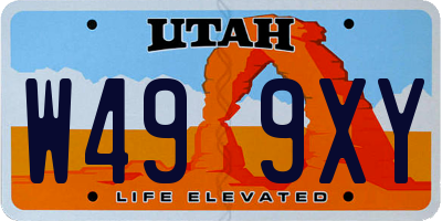 UT license plate W499XY