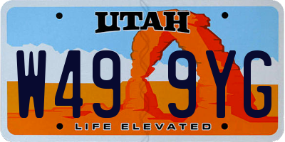 UT license plate W499YG