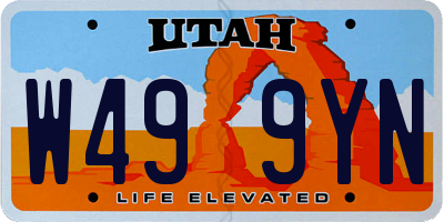 UT license plate W499YN