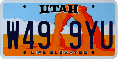 UT license plate W499YU
