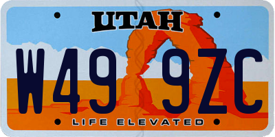 UT license plate W499ZC