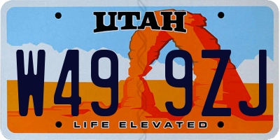 UT license plate W499ZJ